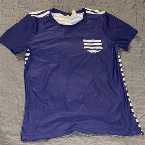NWT Okd Navy girls swim Blue Striped T-Shirt upf 40
